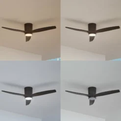 Lucande LED-kattotuuletin Sorin, musta, DC, hiljainen, IP44