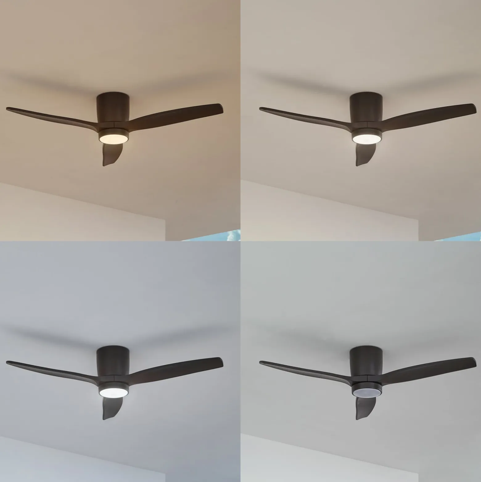 Lucande LED-kattotuuletin Sorin, musta, DC, hiljainen, IP44