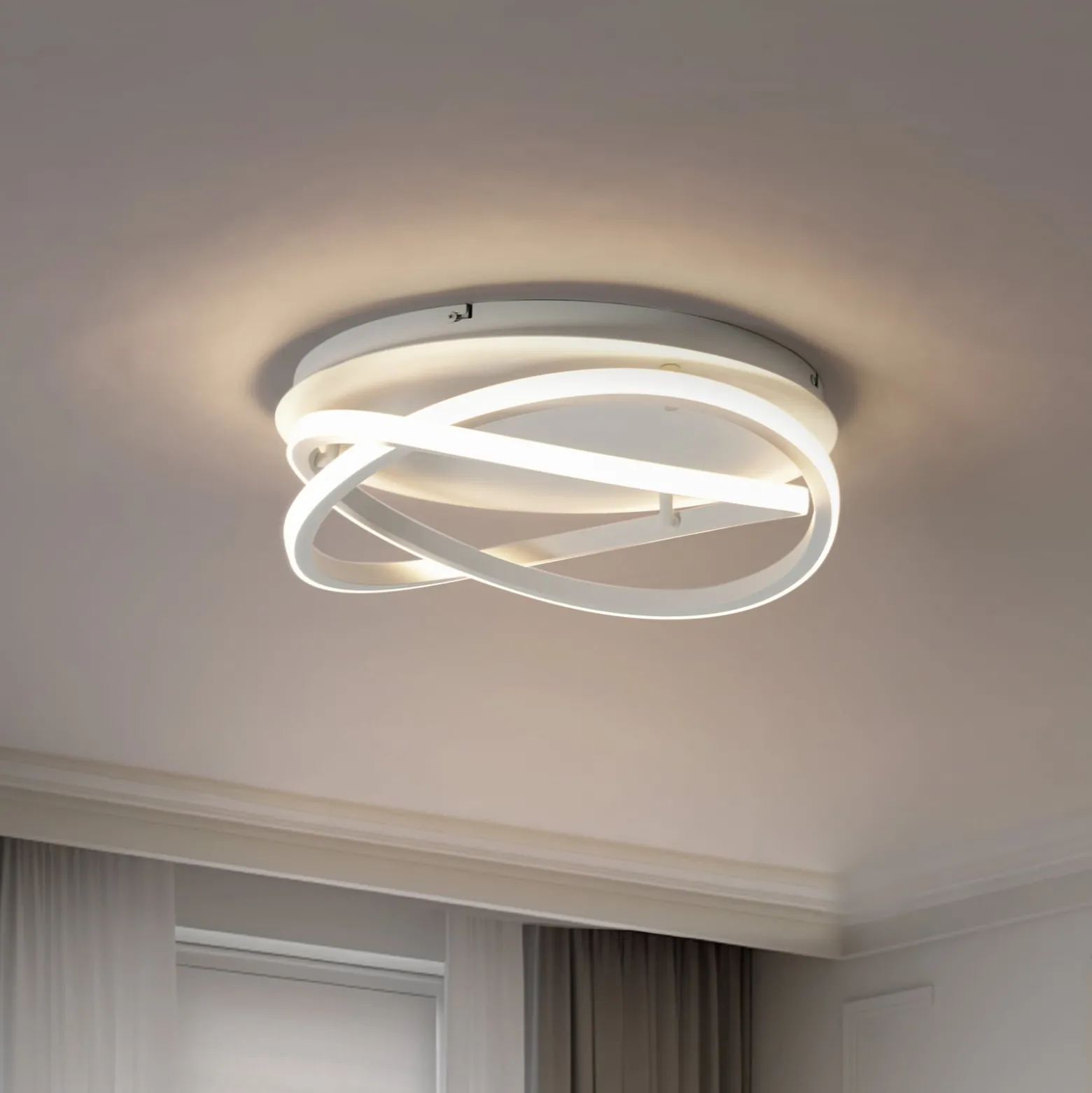 Lucande LED-kattovalaisin Aldric, valkoinen, alumiini, Ø 45 cm