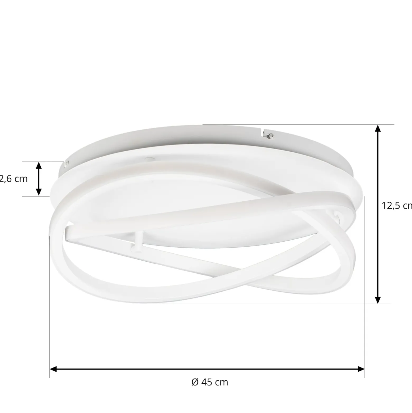Lucande LED-kattovalaisin Aldric, valkoinen, alumiini, Ø 45 cm
