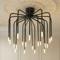 Lucande LED-kattovalaisin Ariadne, Ø57 cm, mattamusta, 20-lamppuinen