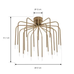 Lucande LED-kattovalaisin Ariadne, halkaisija 57 cm, mattakulta, 20 lamellia