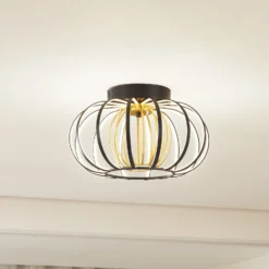 Lucande LED-kattovalaisin Birger, Ø 39cm, musta/kultainen