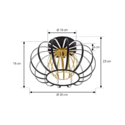 Lucande LED-kattovalaisin Birger, Ø 39cm, musta/kultainen