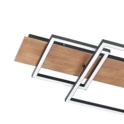 Lucande LED kattovalaisin Chariska, 95cm, musta, puu, CCT