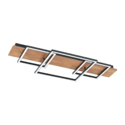 Lucande LED kattovalaisin Chariska, 95cm, musta, puu, CCT
