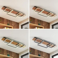 Lucande LED kattovalaisin Chariska, 95cm, musta, puu, CCT