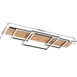 Lucande LED kattovalaisin Chariska, 95cm, musta, puu, CCT