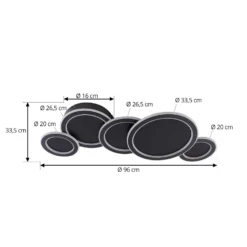 Lucande LED-kattovalaisin Diala, musta, metalli, 96 cm