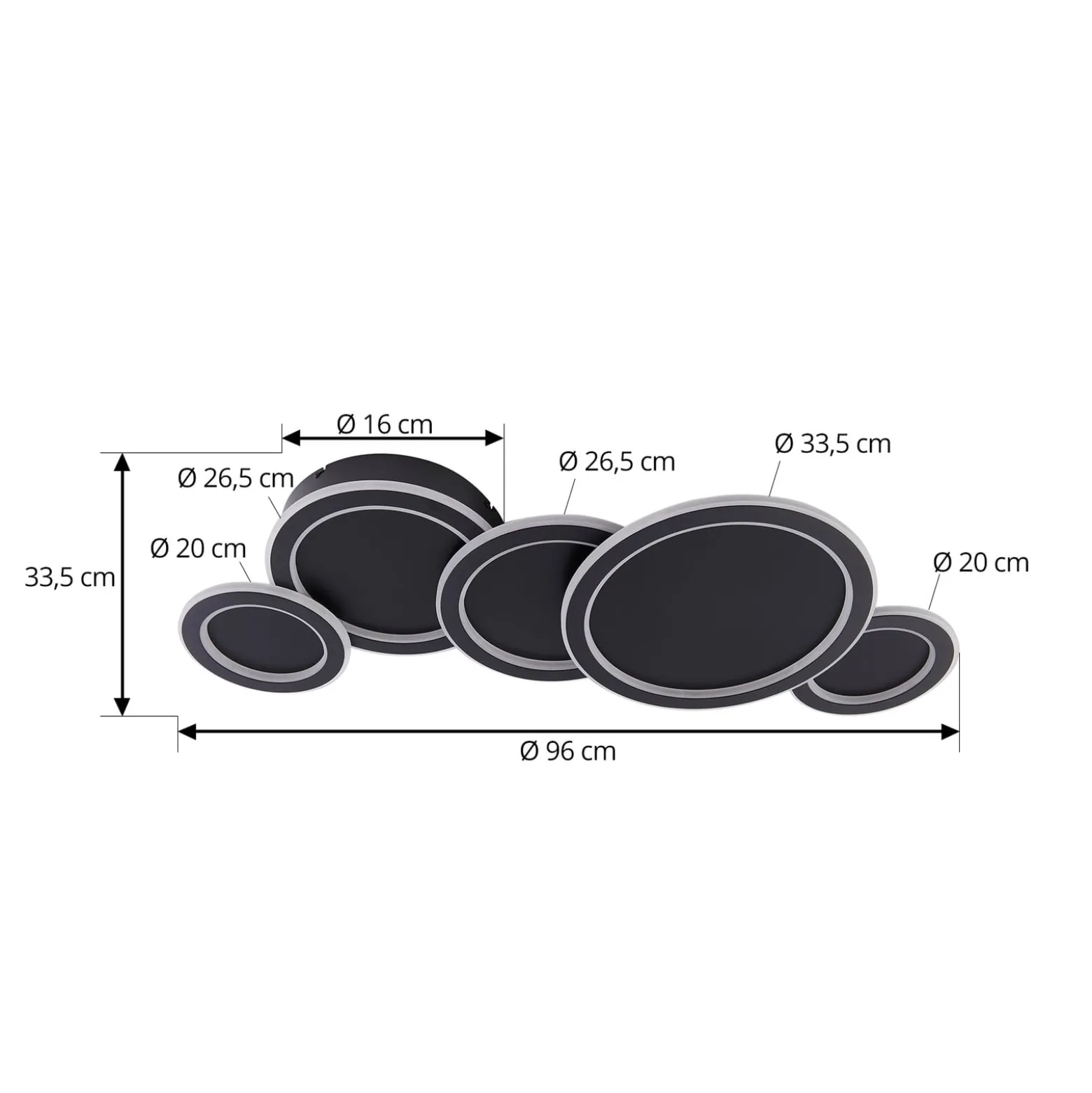 Lucande LED-kattovalaisin Diala, musta, metalli, 96 cm