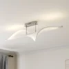 Lucande LED-kattovalaisin Edano, 122 cm, valkoinen, tekstiili, himmennettävä