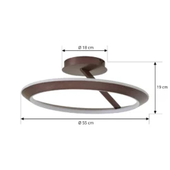 Lucande LED-kattovalaisin Eldra, kahvinruskea, Ø 55 cm, CCT