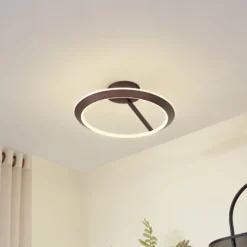 Lucande LED-kattovalaisin Eldra, kahvinruskea, Ø 55 cm, CCT