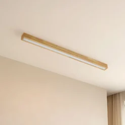 Lucande LED-kattovalaisin Emara, vaalea puu, tammi, himmennettävä
