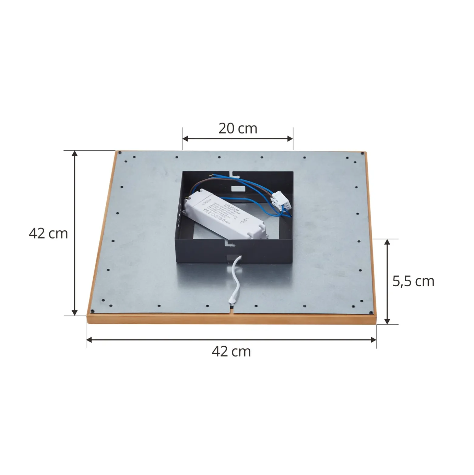 Lucande LED-kattovalaisin Joren, 42 cm, puu, CCT, kaukosäädin