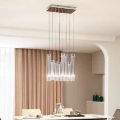 Lucande LED-kattovalaisin Korvitha, 8-lamppuinen, harmaa, lasi
