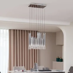 Lucande LED-kattovalaisin Korvitha, 8-lamppuinen, harmaa, lasi
