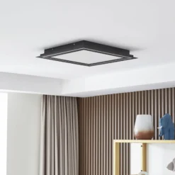 Lucande LED-kattovalaisin Leicy, musta, 44 cm, RGB, CCT