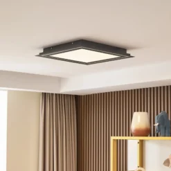 Lucande LED-kattovalaisin Leicy, musta, 44 cm, RGB, CCT