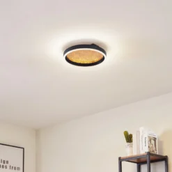 Lucande LED-kattovalaisin Menulis, musta/kulta, PC, Ø 30 cm