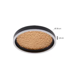 Lucande LED-kattovalaisin Menulis, musta/kulta, PC, Ø 30 cm