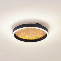 Lucande LED-kattovalaisin Menulis, musta/kulta, PC, Ø 30 cm