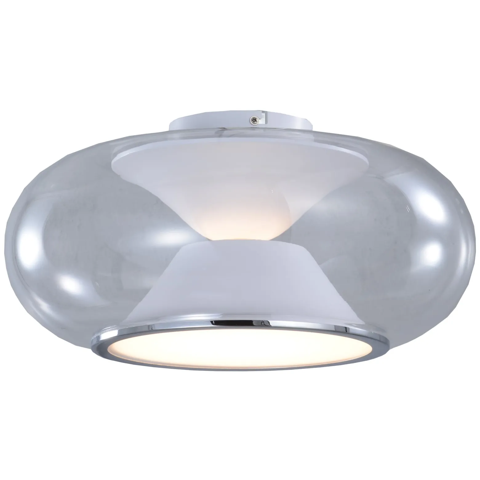 Lucande LED-kattovalaisin Orasa, lasi, valkoinen/selkeä, Ø 43 cm