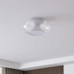 Lucande LED-kattovalaisin Orasa, lasi, valkoinen/selkeä, Ø 43 cm