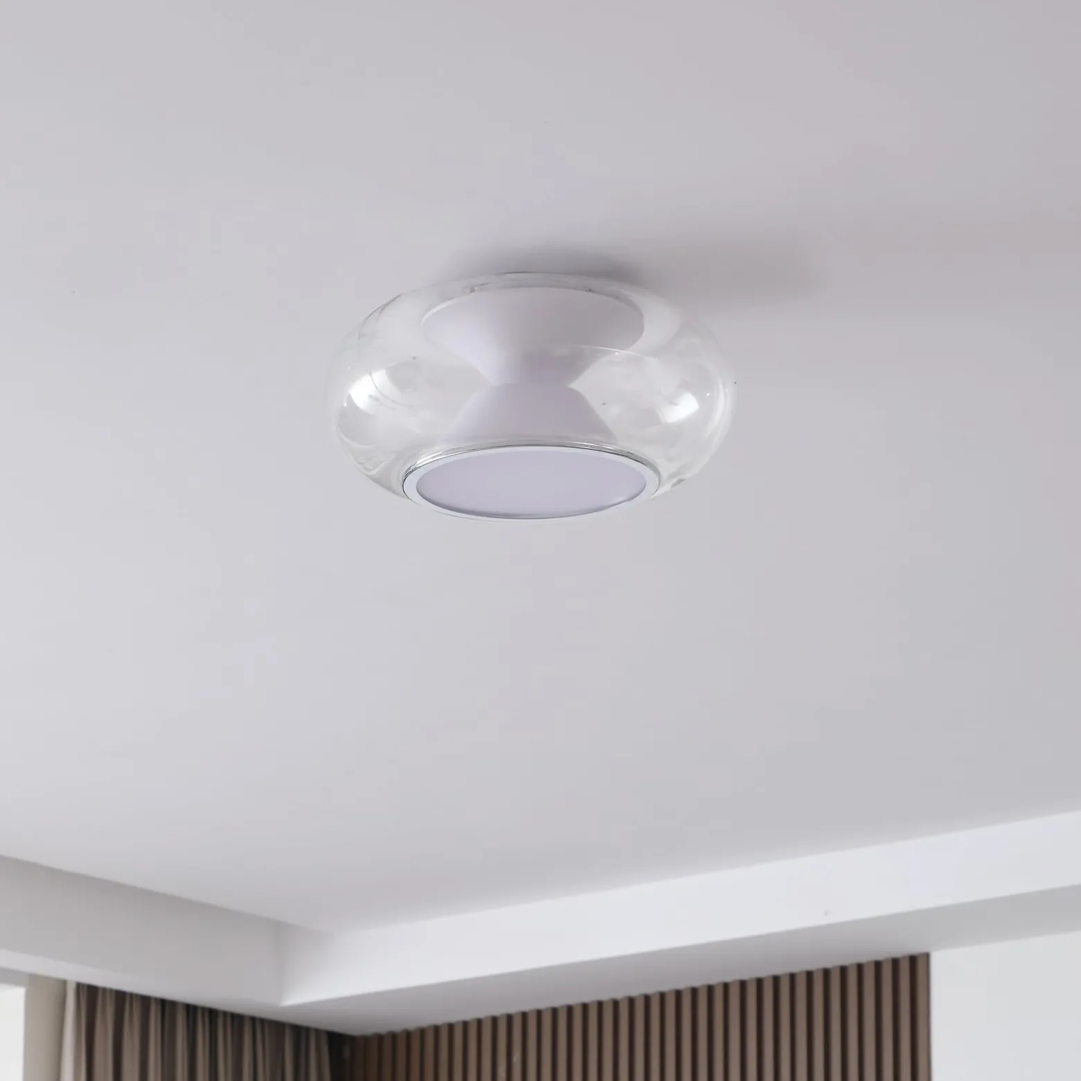 Lucande LED-kattovalaisin Orasa, lasi, valkoinen/selkeä, Ø 43 cm