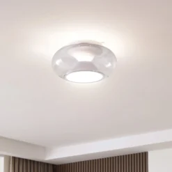 Lucande LED-kattovalaisin Orasa, lasi, valkoinen/selkeä, Ø 43 cm