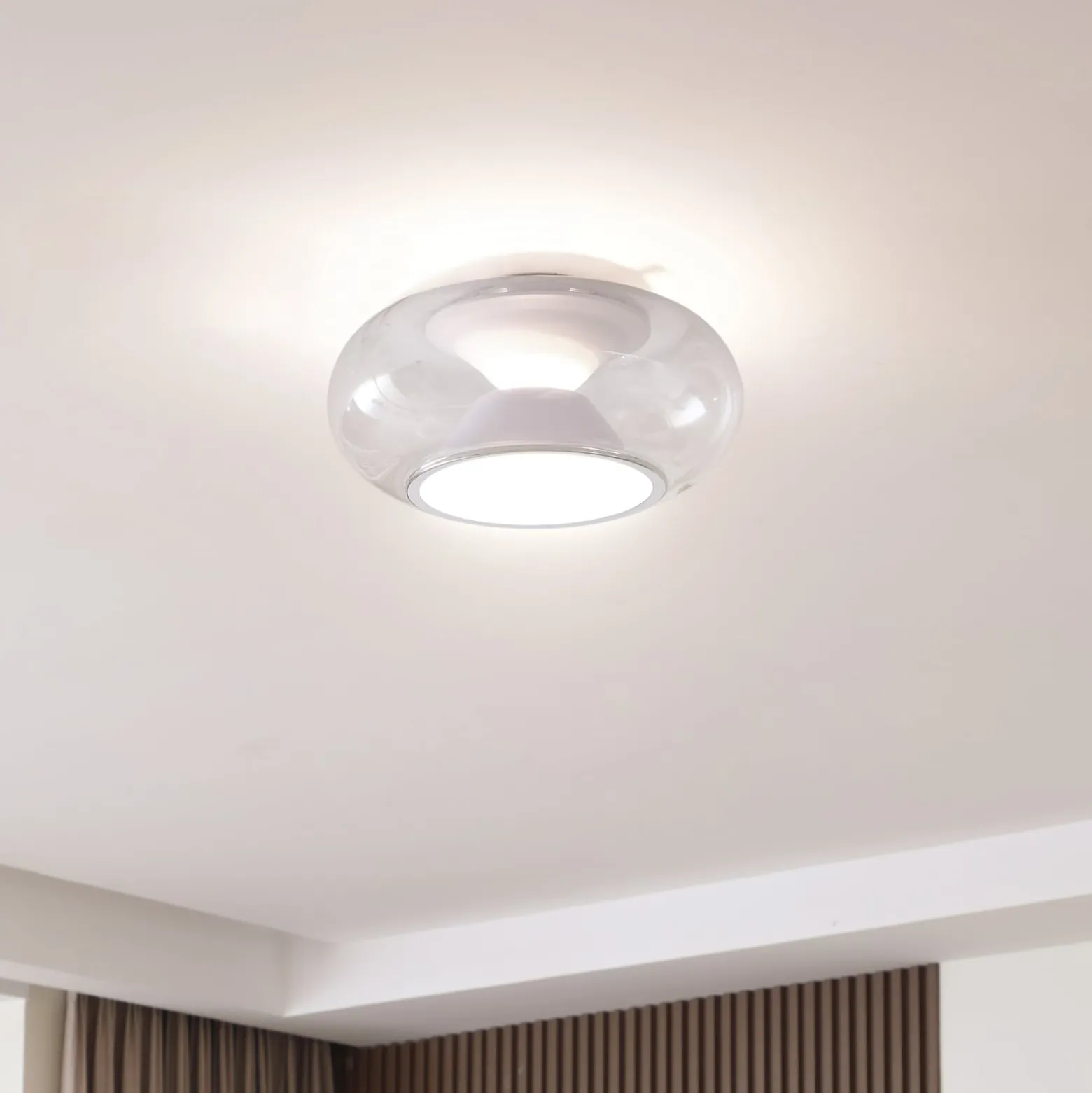 Lucande LED-kattovalaisin Orasa, lasi, valkoinen/selkeä, Ø 43 cm