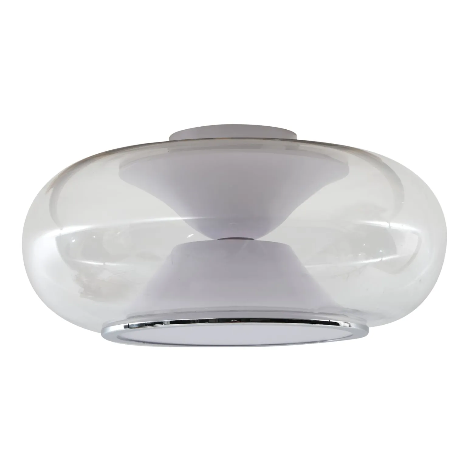 Lucande LED-kattovalaisin Orasa, lasi, valkoinen/selkeä, Ø 43 cm