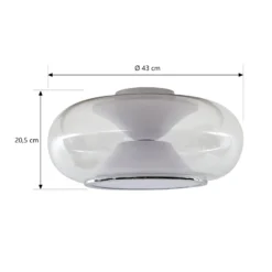 Lucande LED-kattovalaisin Orasa, lasi, valkoinen/selkeä, Ø 43 cm