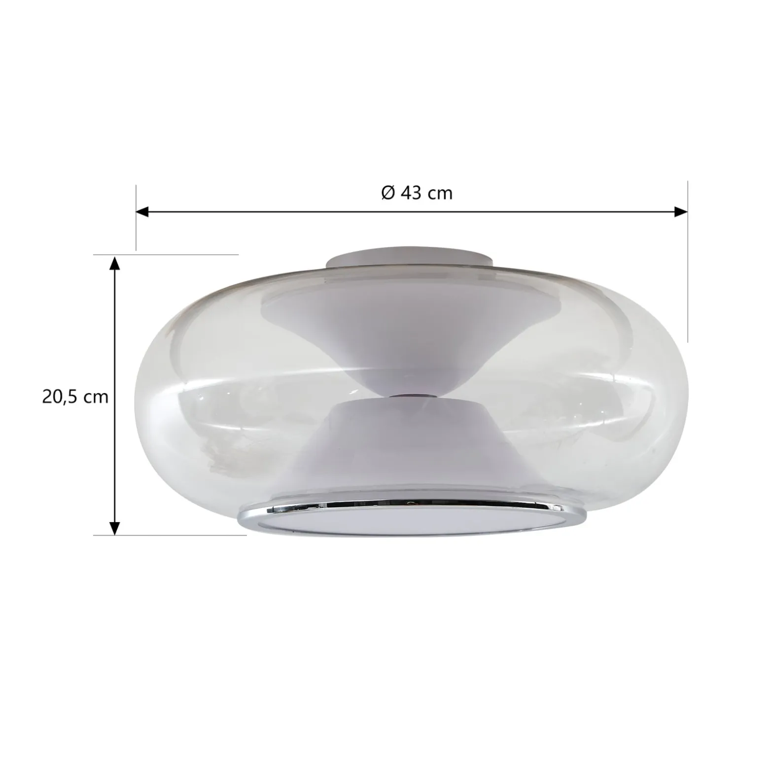 Lucande LED-kattovalaisin Orasa, lasi, valkoinen/selkeä, Ø 43 cm