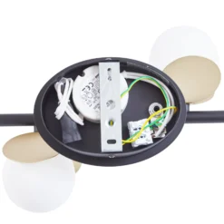 Lucande LED-kattovalaisin Pallo, 4-valo, musta/kulta, lasi