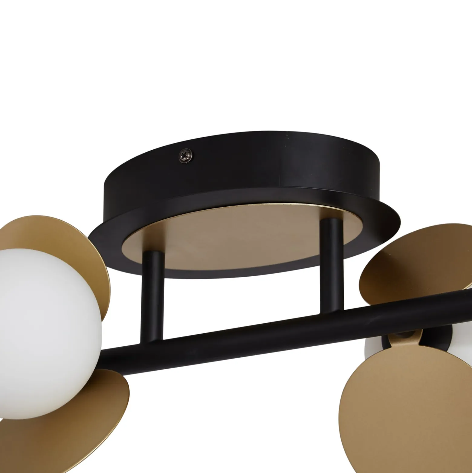Lucande LED-kattovalaisin Pallo, 4-valo, musta/kulta, lasi