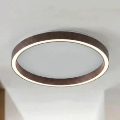 Lucande LED-kattovalaisin Rotundo, halkaisija 40 cm, ruskea, himmennettävä