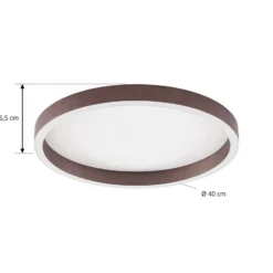Lucande LED-kattovalaisin Rotundo, halkaisija 40 cm, ruskea, himmennettävä