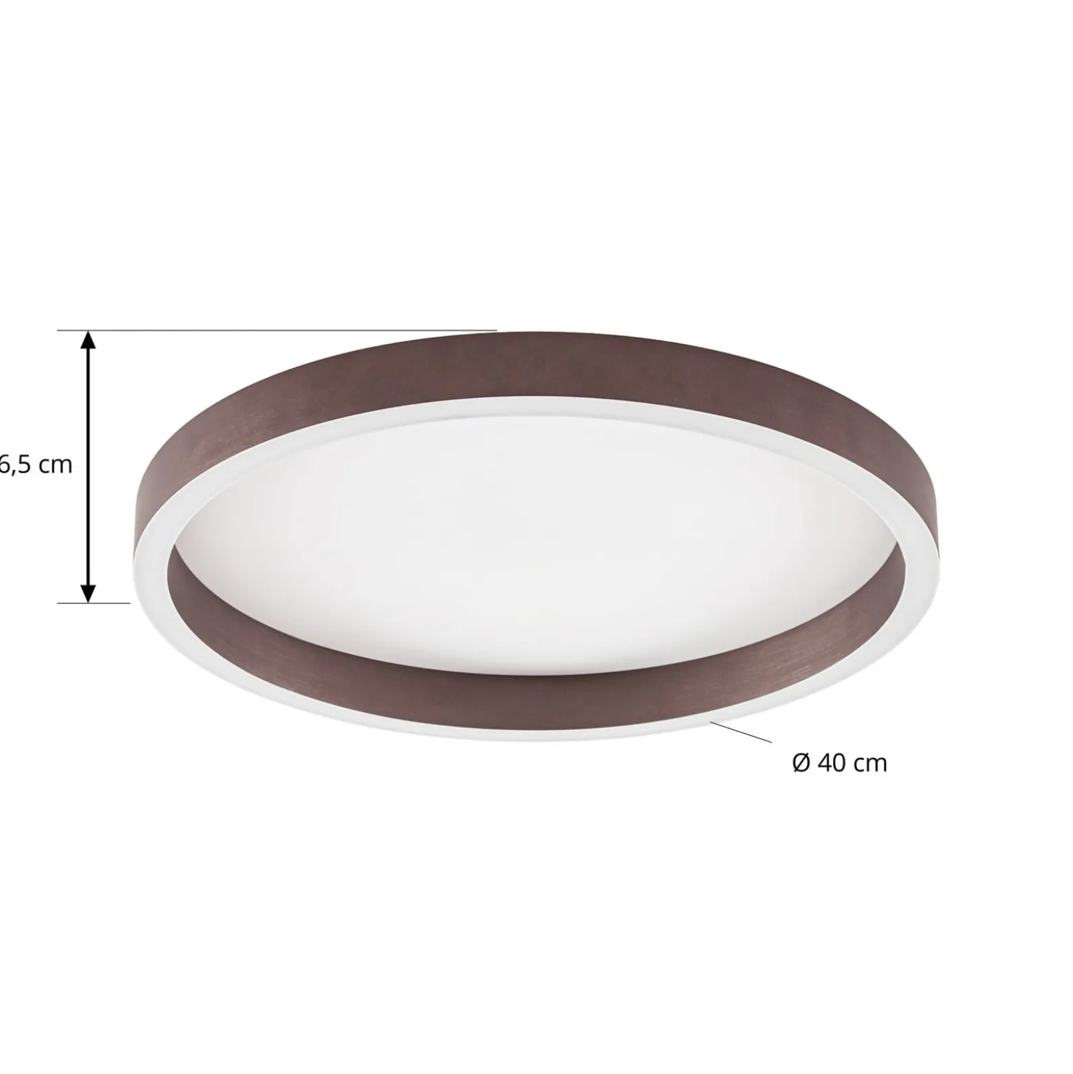 Lucande LED-kattovalaisin Rotundo, halkaisija 40 cm, ruskea, himmennettävä