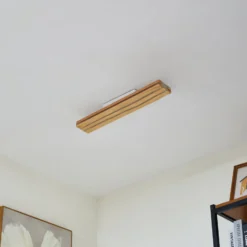 Lucande LED-kattovalaisin Silja, puu, 100 cm, 3000K