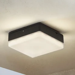 Lucande LED-kattovalaisin Thilo, 16cm, antrasiitti, tunnistin, IP54