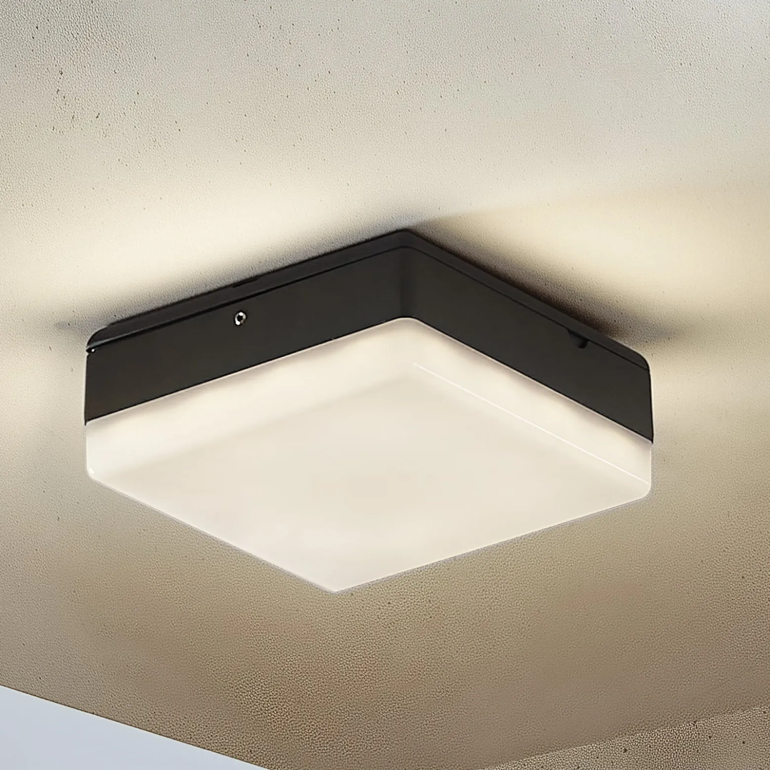 Lucande LED-kattovalaisin Thilo, 16cm, antrasiitti, tunnistin, IP54
