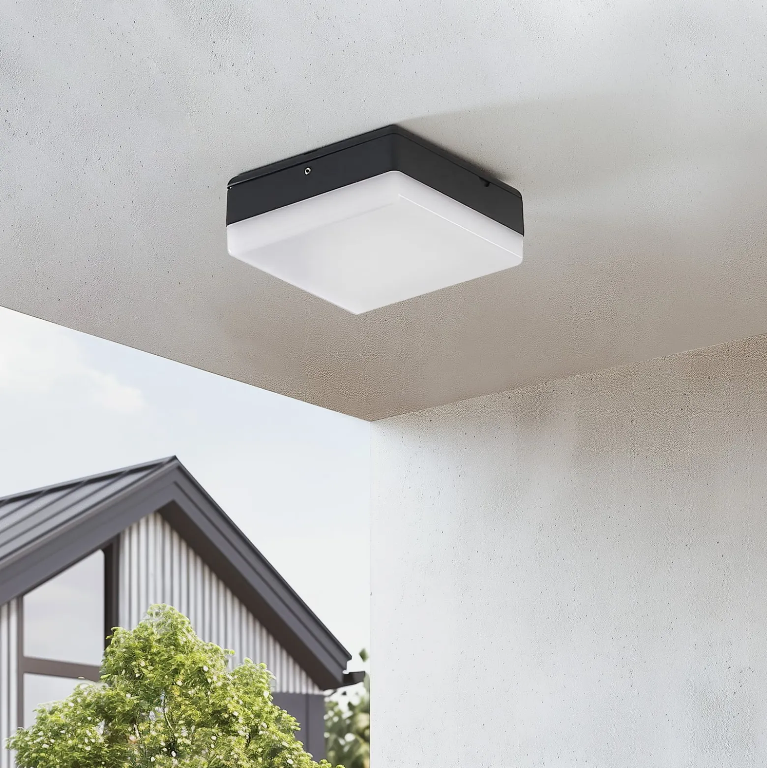 Lucande LED-kattovalaisin Thilo, 16cm, antrasiitti, tunnistin, IP54