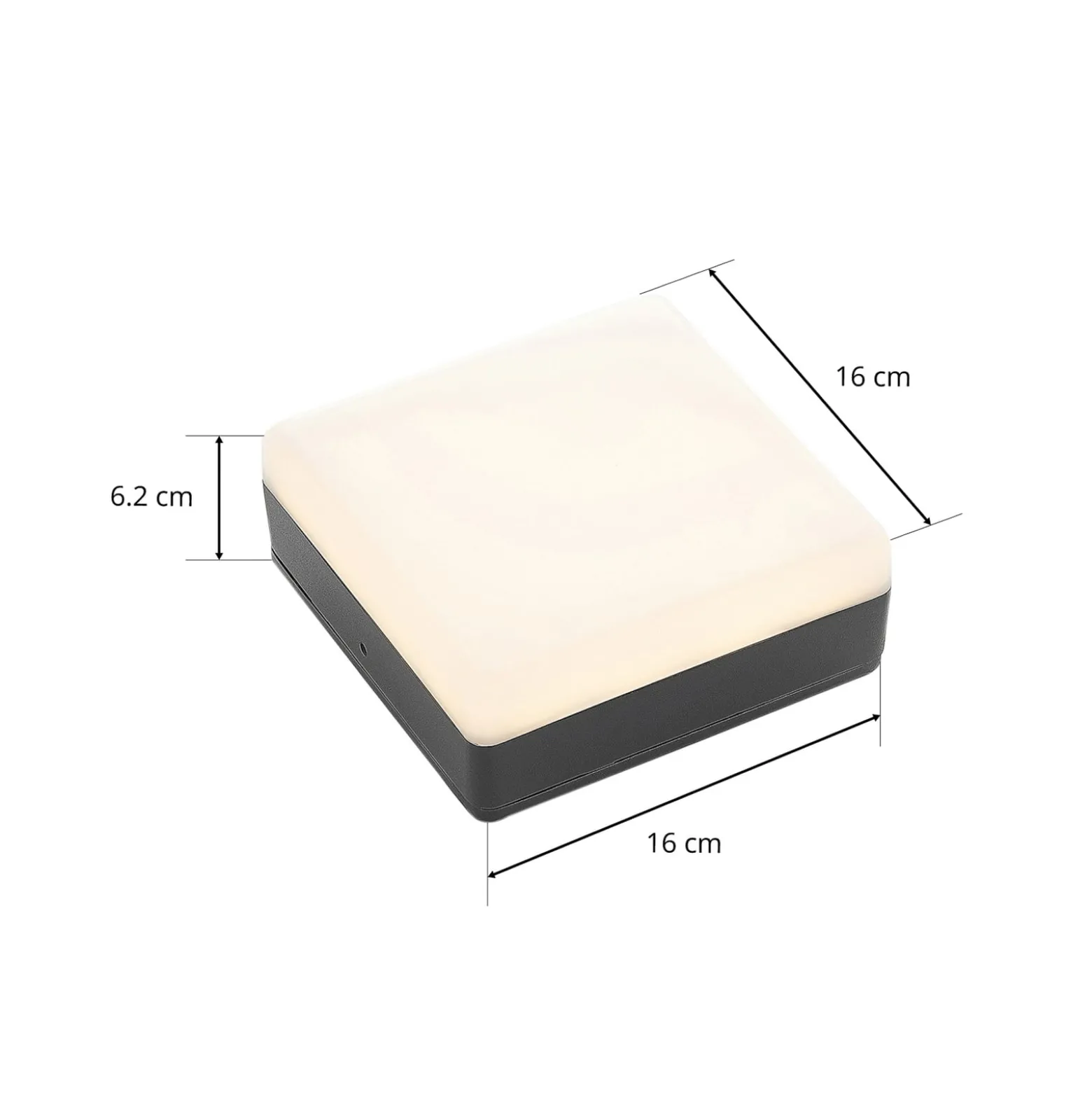 Lucande LED-kattovalaisin Thilo, 16cm, antrasiitti, tunnistin, IP54