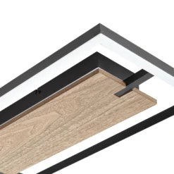Lucande LED-kattovalaisin Vectra, 100 x 30 cm, puu, himmennettävä