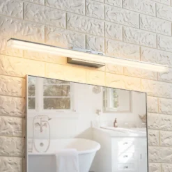 Lucande LED kylpyhuoneen seinävalaisin Julie, 75cm, kromi, metalli, IP44