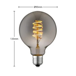 Lucande LED-lamppu E27 G95 4 W, savu, 1 800 K, himmennettävä