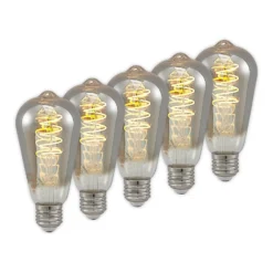 Lucande LED-lamppu E27 ST64 4 W 1 800 K himmennettävä titaani, 5 kpl