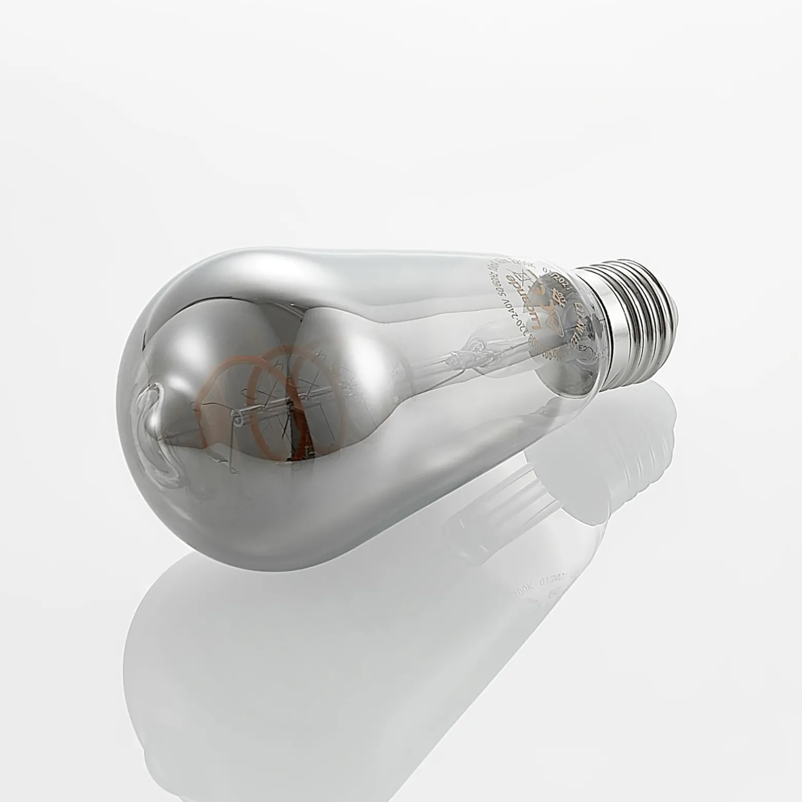 Lucande LED-lamppu E27 ST64 4 W 1 800 K himmennettävä titaani, 5 kpl