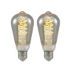 Lucande LED-lamppu E27 ST64 4 W 1 800 K himmennettävä titaani, 2 kpl